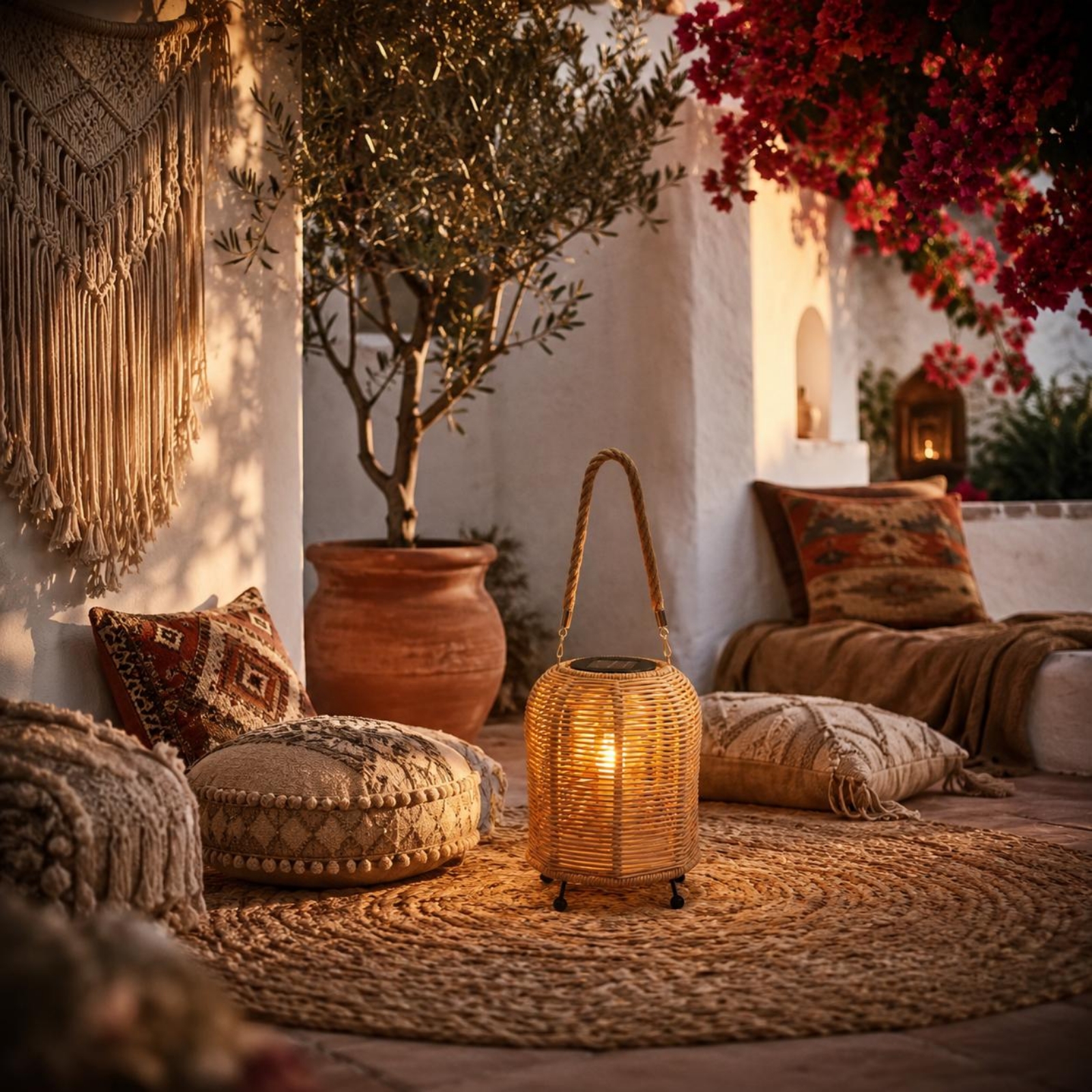 Outdoor Camping Lantern - Handwoven Solar Lantern Warm LED Handwoven