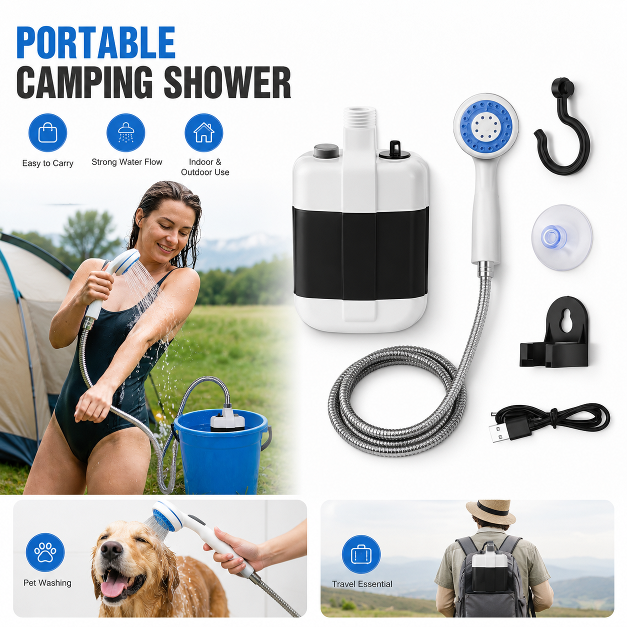 Outdoor Camping Rental - Outdoor Camping Shower Portable Rechargeable Electric