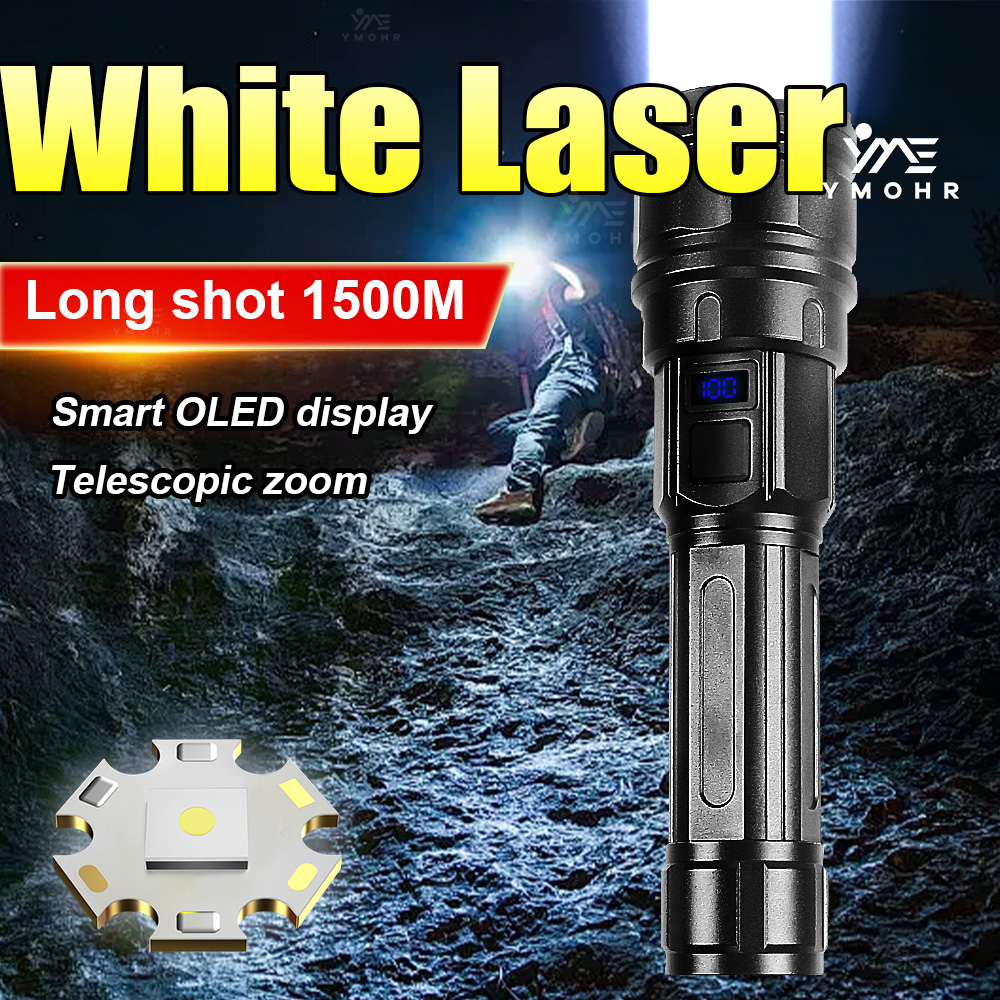 Outdoor Camping And Fishing - White Laser High Power Flashlight Rechargeable