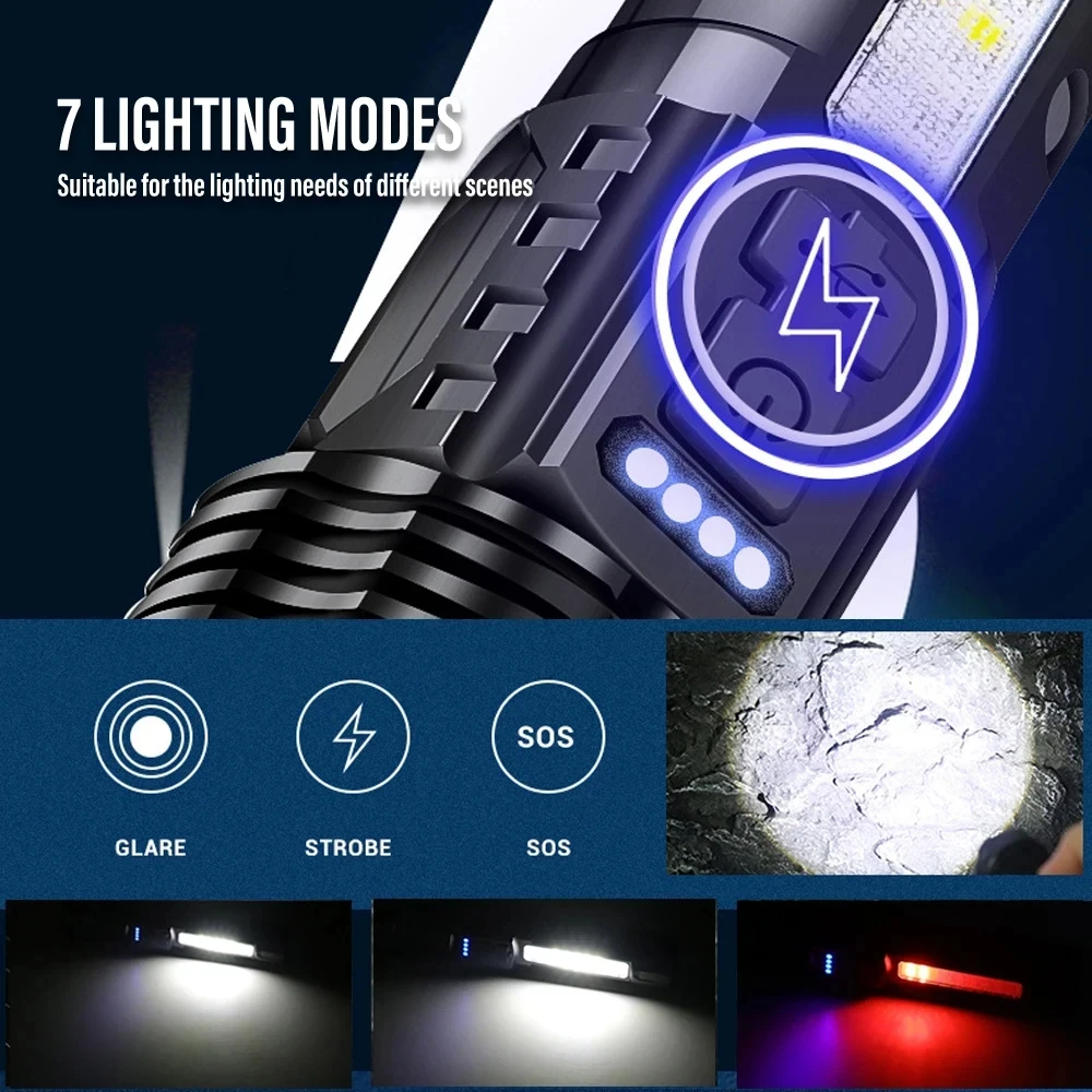 Powerful LED Flashlight Rechar - مراجعة Outdoor Camping And Fishing وسعره
