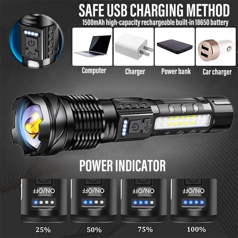 Powerful LED Flashlight Rechar - مراجعة Outdoor Camping And Fishing وسعره