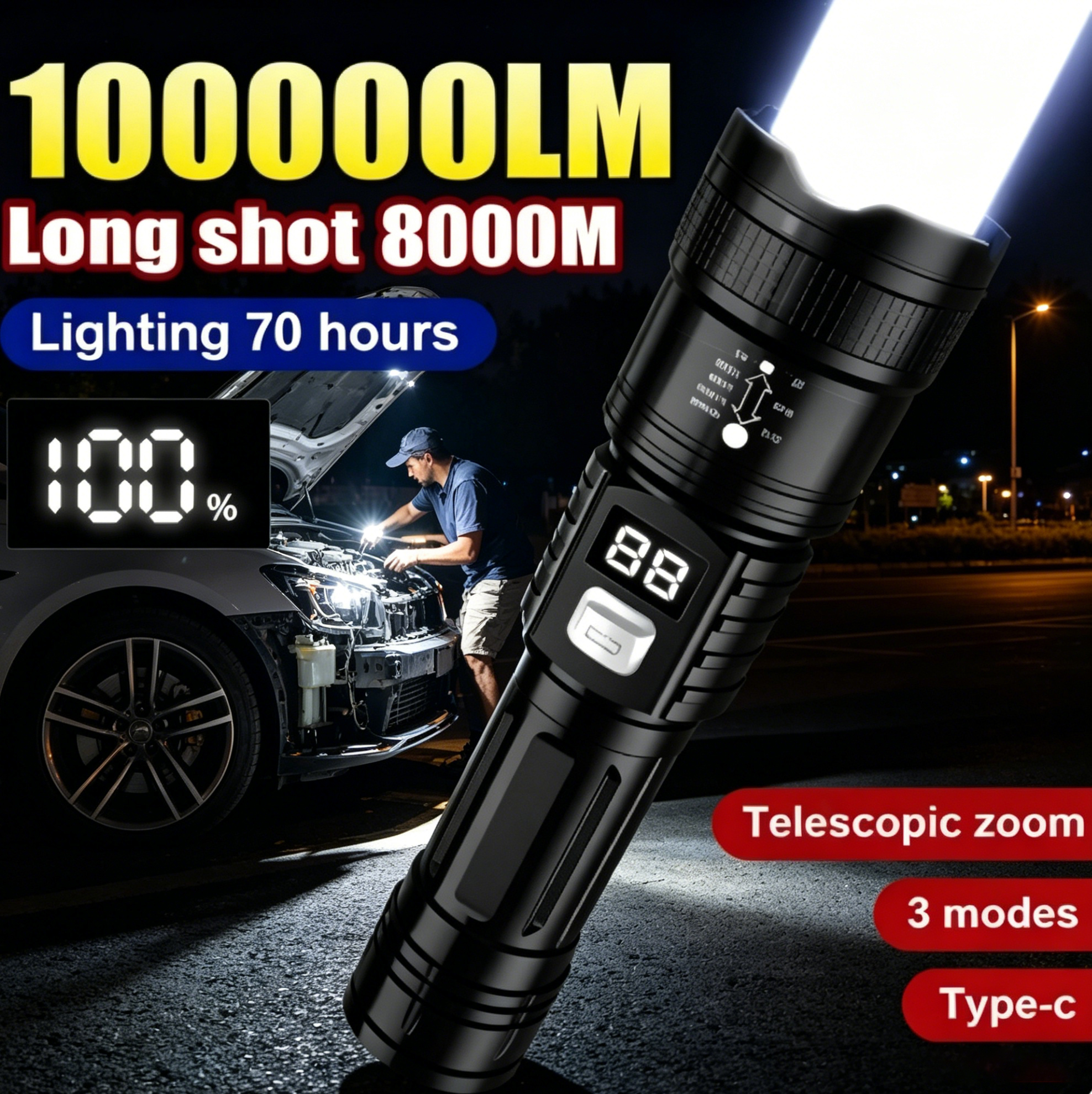 Rechargeable LED Flashlight 10 - مراجعة Outdoor Camping And Fishing وسعره