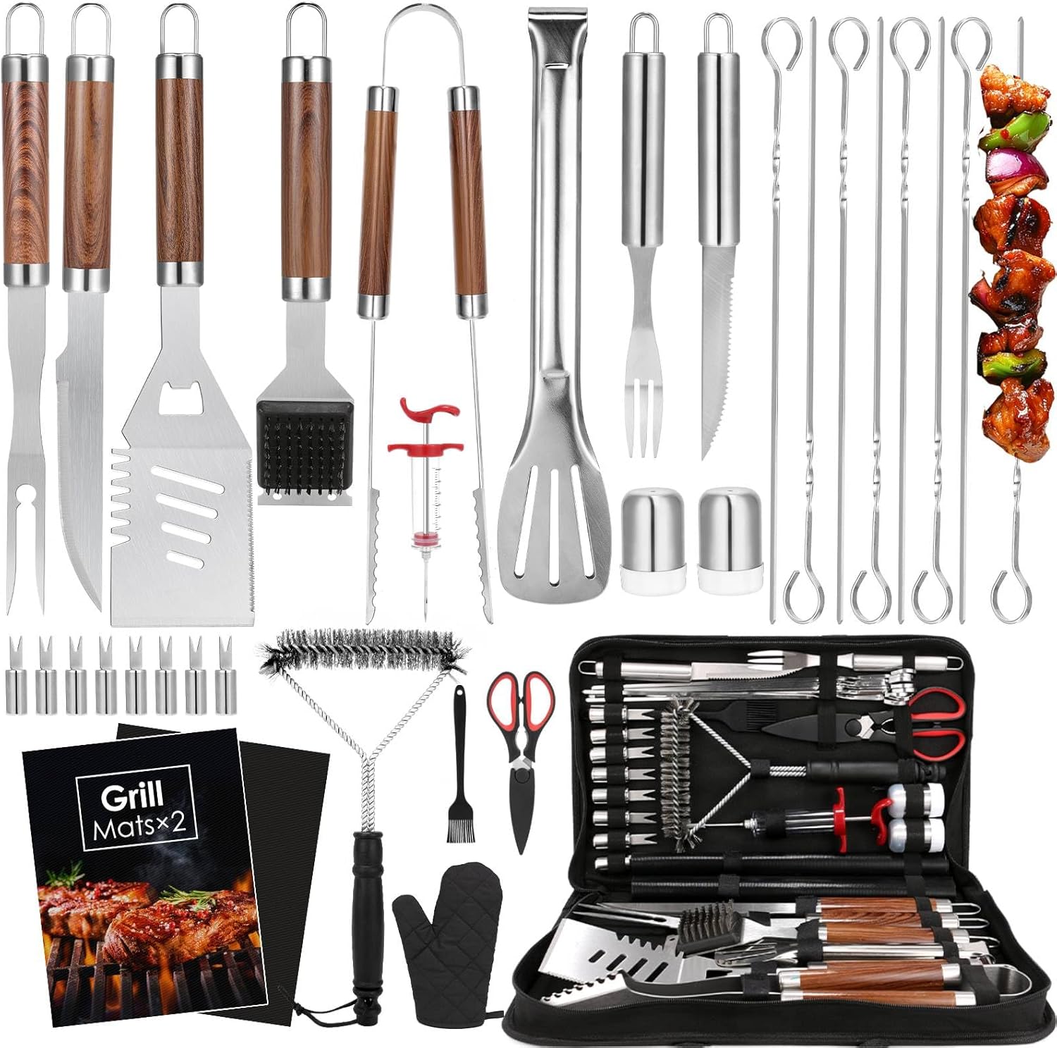 34Pcs Heavy Duty Grill Tools S - مراجعة Camp Utensil Set وسعره