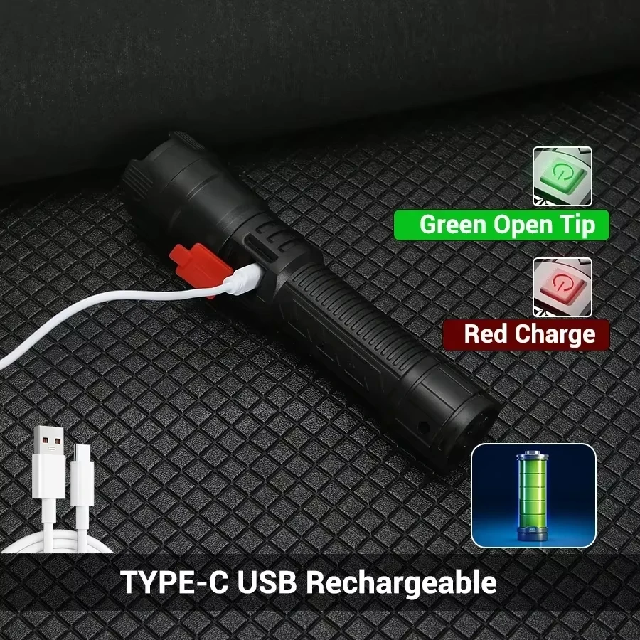 Tactical LED Flashlight 2000LM - مراجعة Outdoor Camping And Fishing وسعره