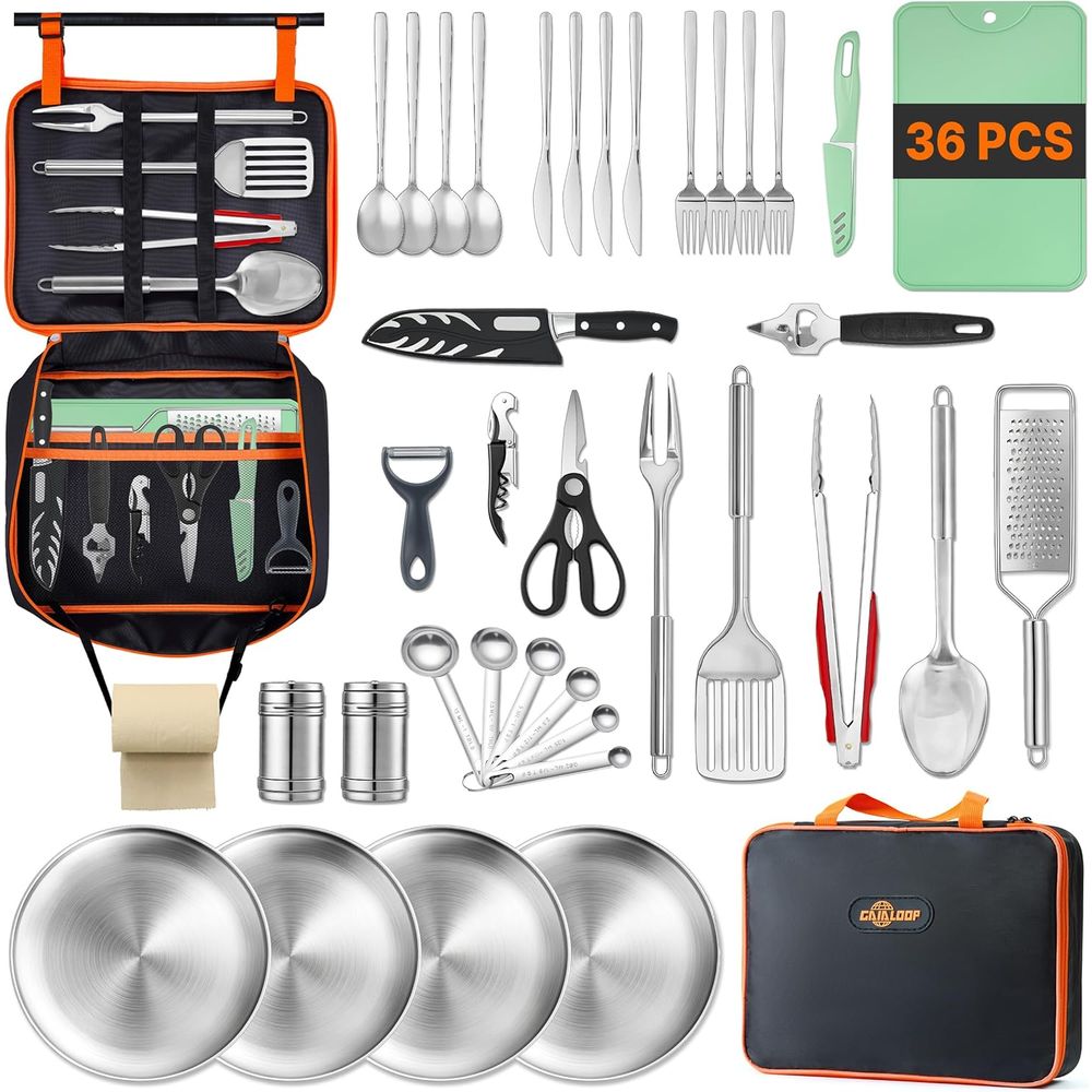 Compact Camping Kitchen Set wi - مراجعة Camp Utensil Set وسعره