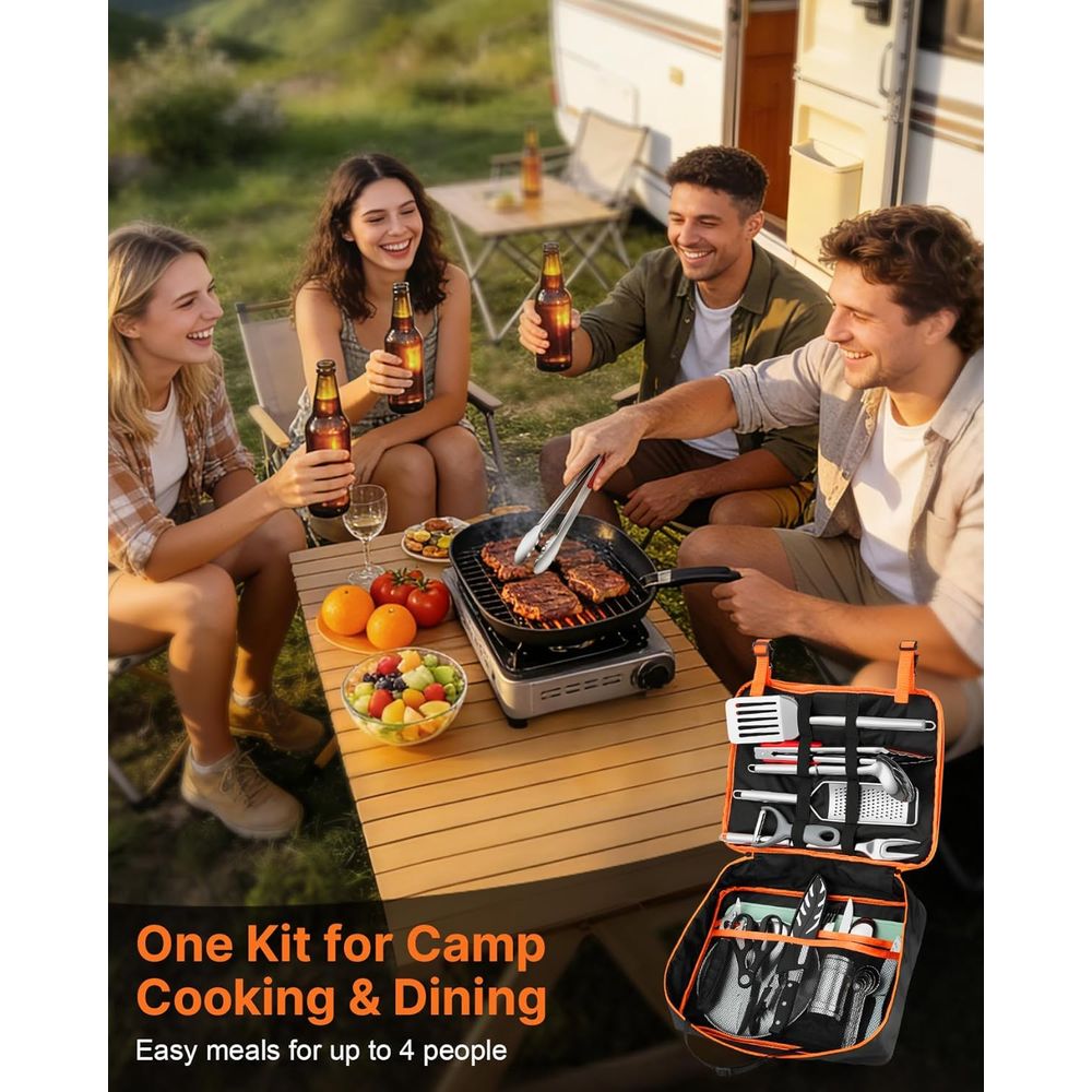 Compact Camping Kitchen Set wi - مراجعة Camp Utensil Set وسعره