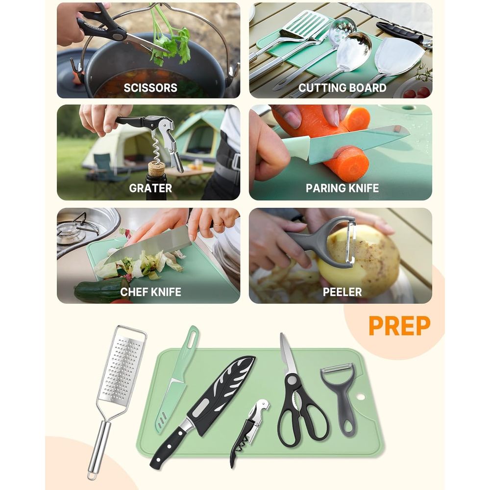 Compact Camping Kitchen Set wi - مراجعة Camp Utensil Set وسعره