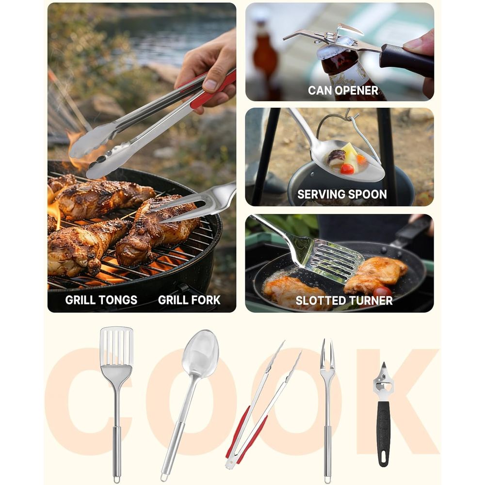 Compact Camping Kitchen Set wi - مراجعة Camp Utensil Set وسعره