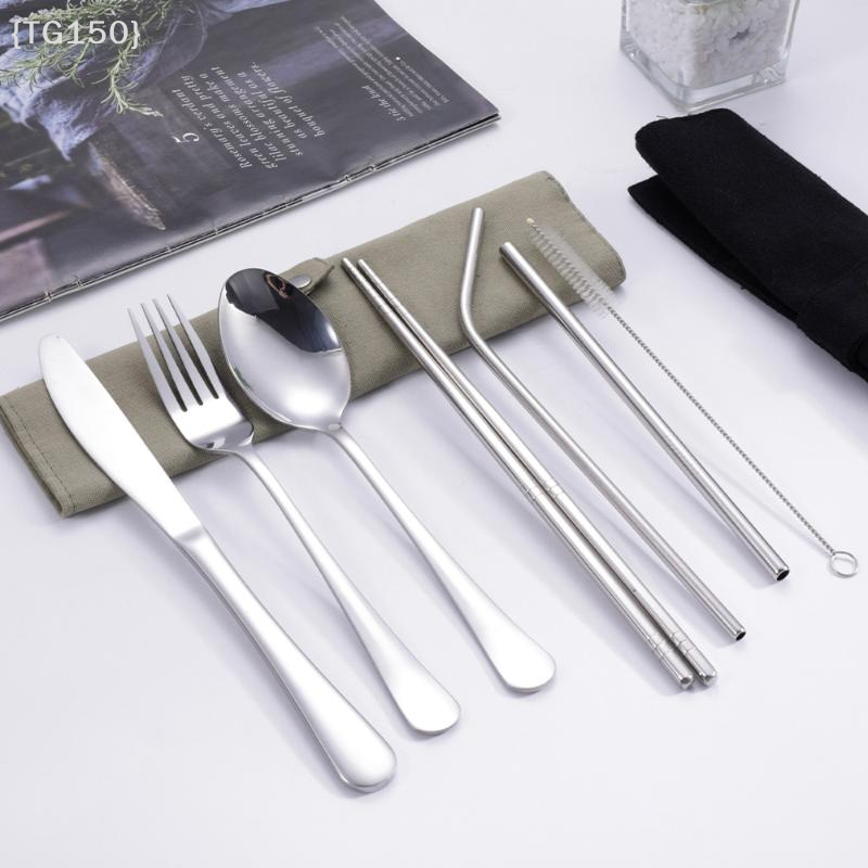 【TG150】8Pcs Portable Stainless - مراجعة Camp Utensil Set وسعره