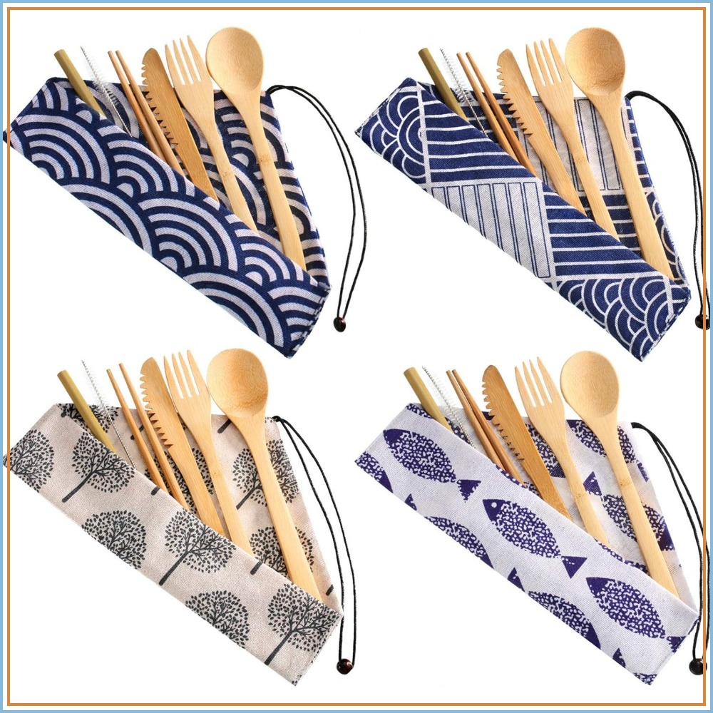 Boao 4 Sets Bamboo Utensils: R - مراجعة Camp Utensil Set وسعره