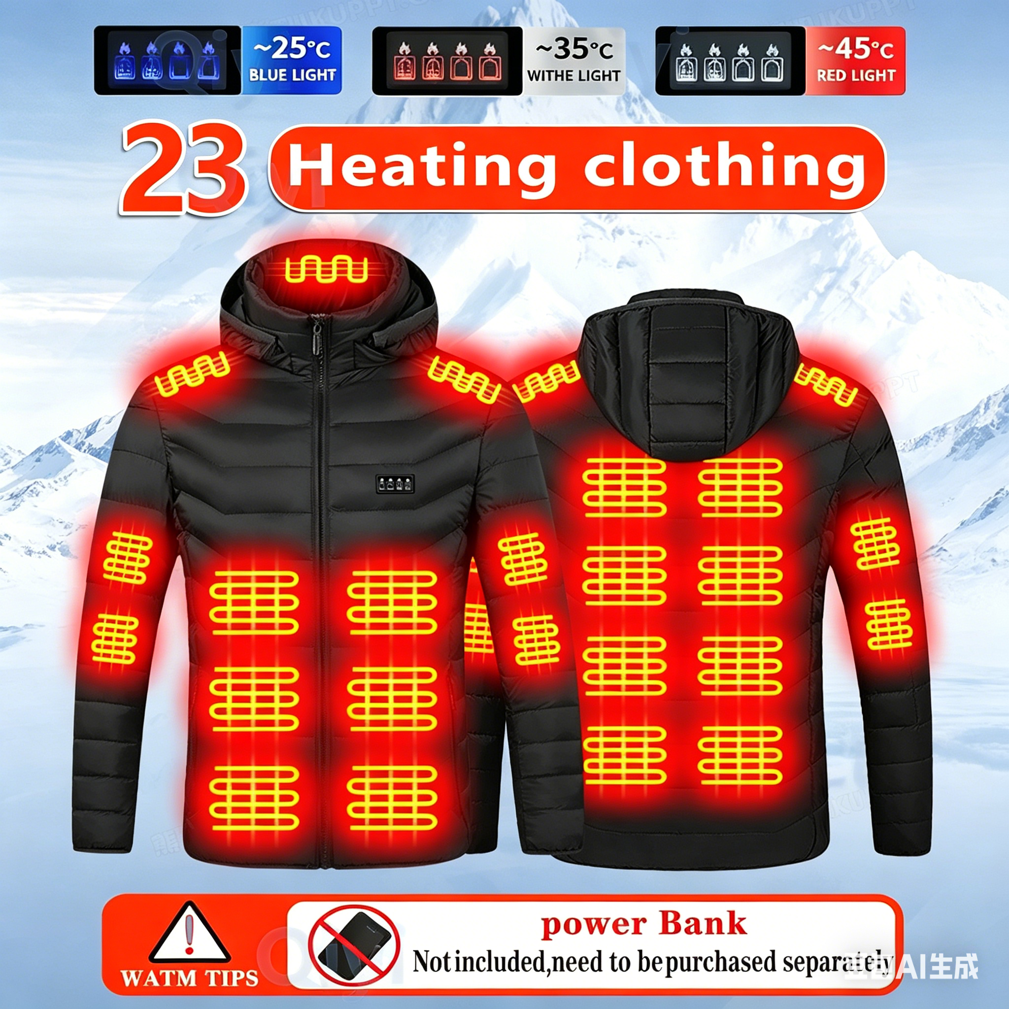 23 Areas Heating Jacket, Polye - مراجعة Outdoor Camping Zone وسعره