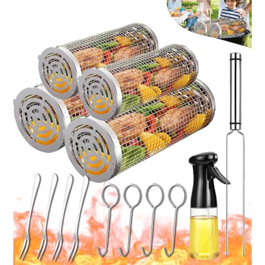 Outdoor Grilling Baskets Grill - مراجعة Camp Utensil Set وسعره