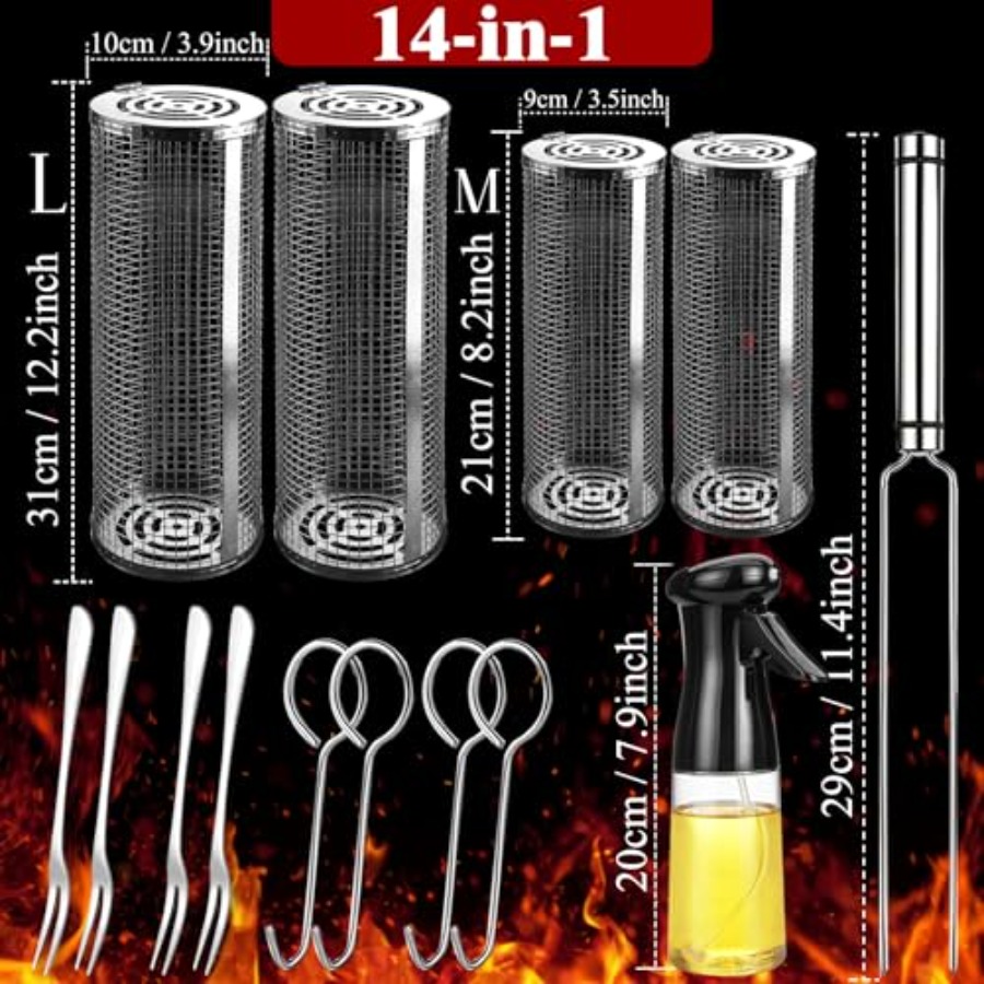 Outdoor Grilling Baskets Grill - مراجعة Camp Utensil Set وسعره