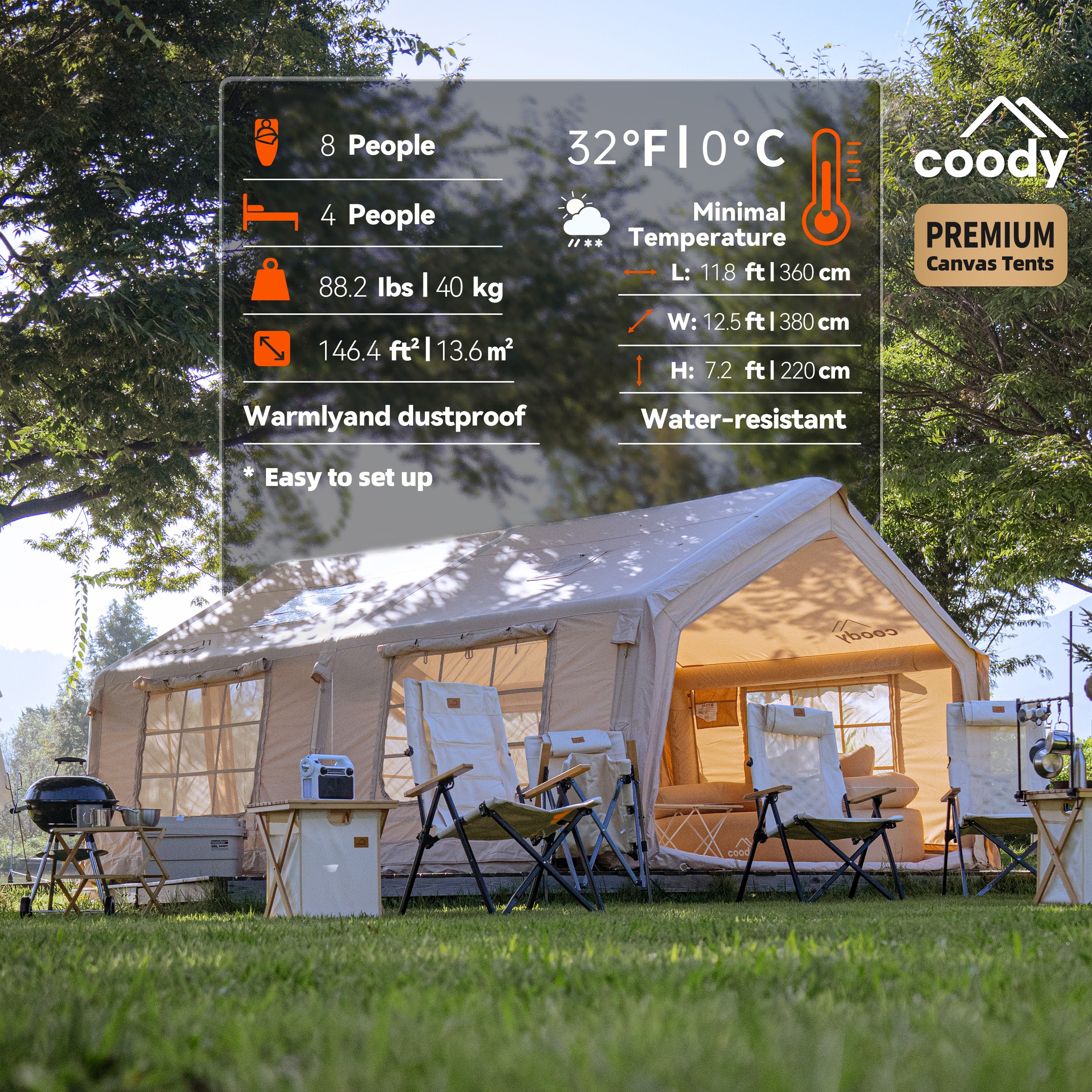 Coody 13.6 Air Tent-Beige Infl - مراجعة Outdoor Camping And Glamping وسعره