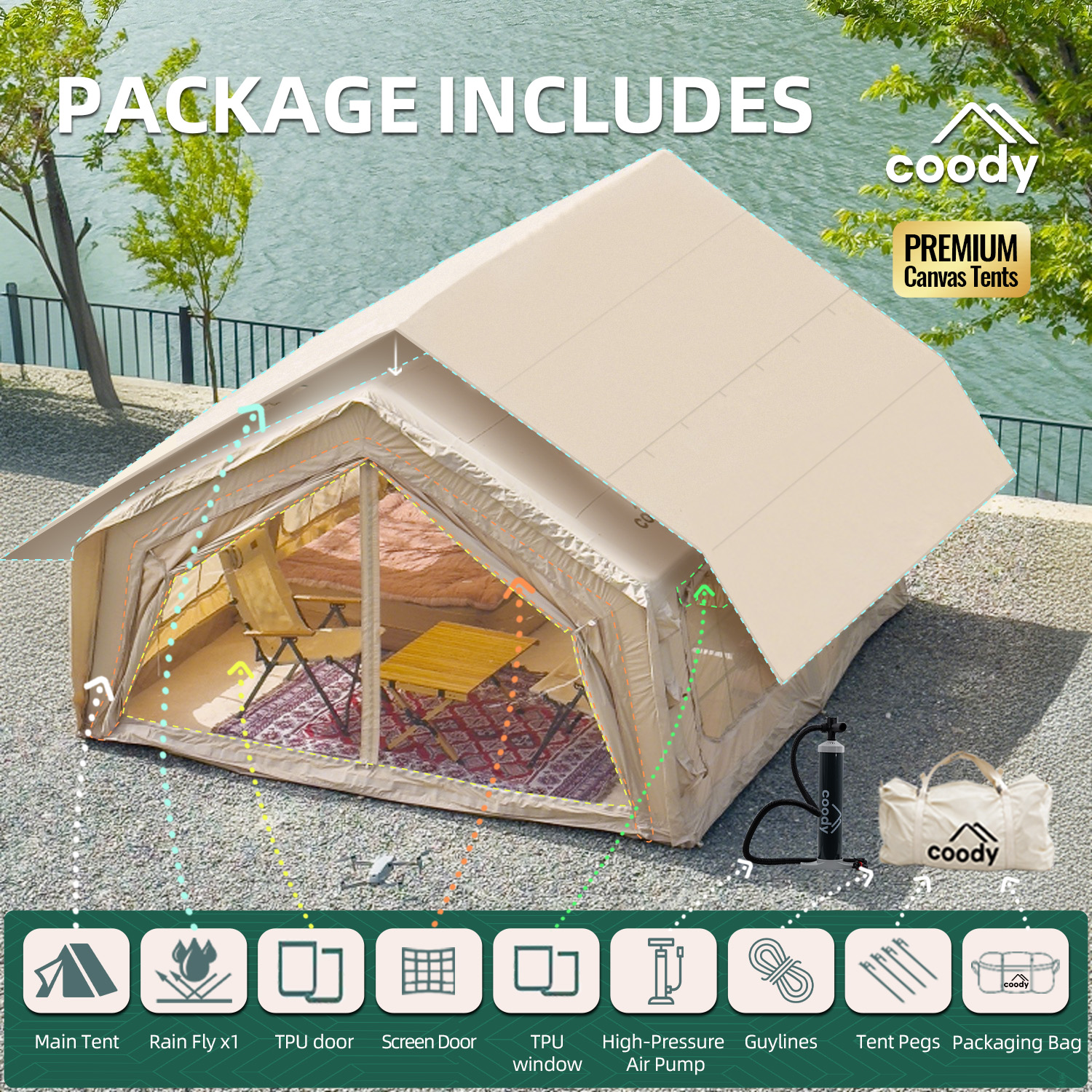 Coody 13.6 Air Tent-Beige Infl - مراجعة Outdoor Camping And Glamping وسعره
