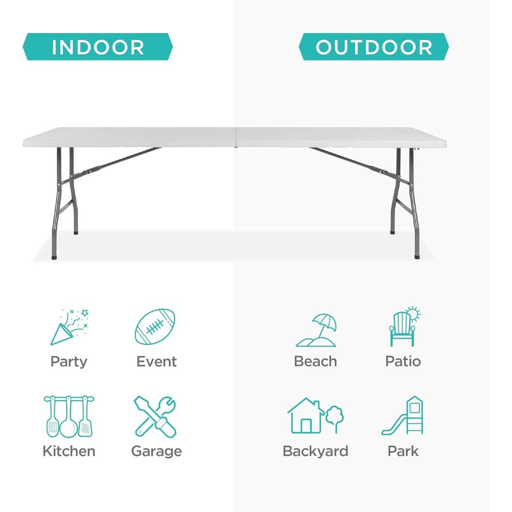 8t Plastic olding Table, Indoo - مراجعة Camping Outdoor Or Indoor وسعره